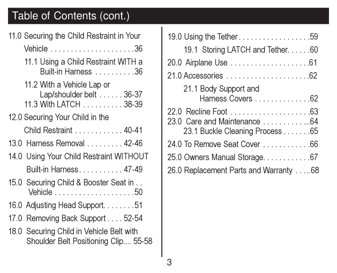 Graco PD254379A owner manual Table of Contents 