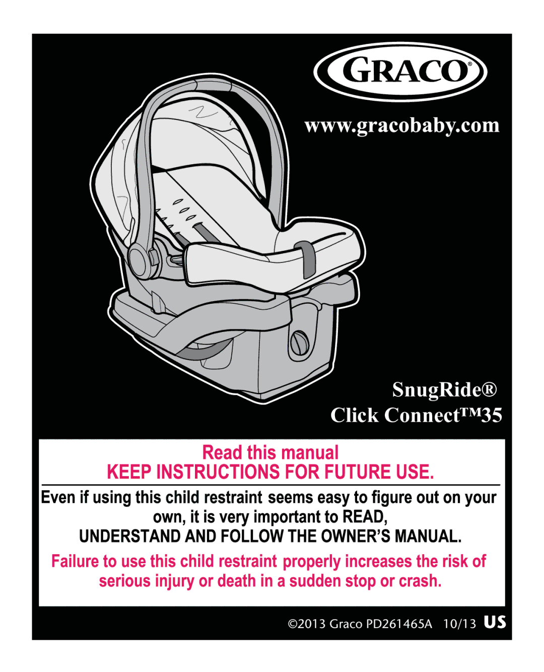 Graco PD261465A 10/13 US manual SnugRide Click Connect35 