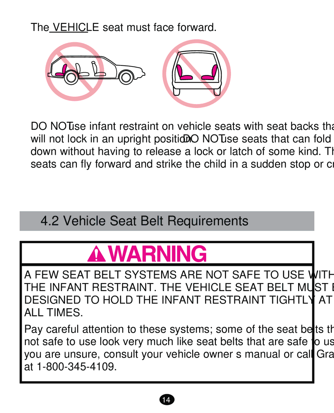 Graco PD261465A 10/13 US manual Vehicle Seat Belt Requirements 