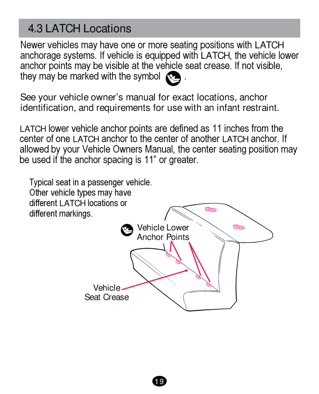 Graco PD261465A 10/13 US manual Latch Locations 