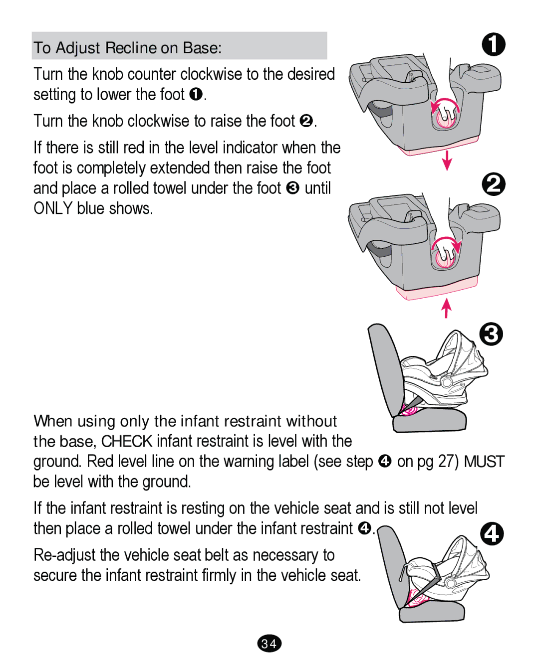 Graco PD261465A 10/13 US manual To Adjust Recline on Base 