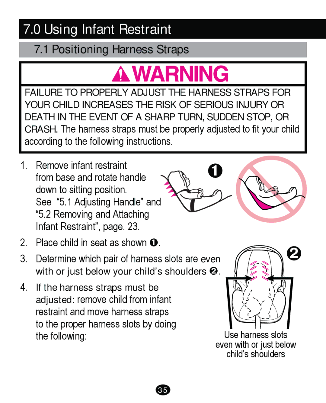 Graco PD261465A 10/13 US manual Using Infant Restraint, Positioning Harness Straps 