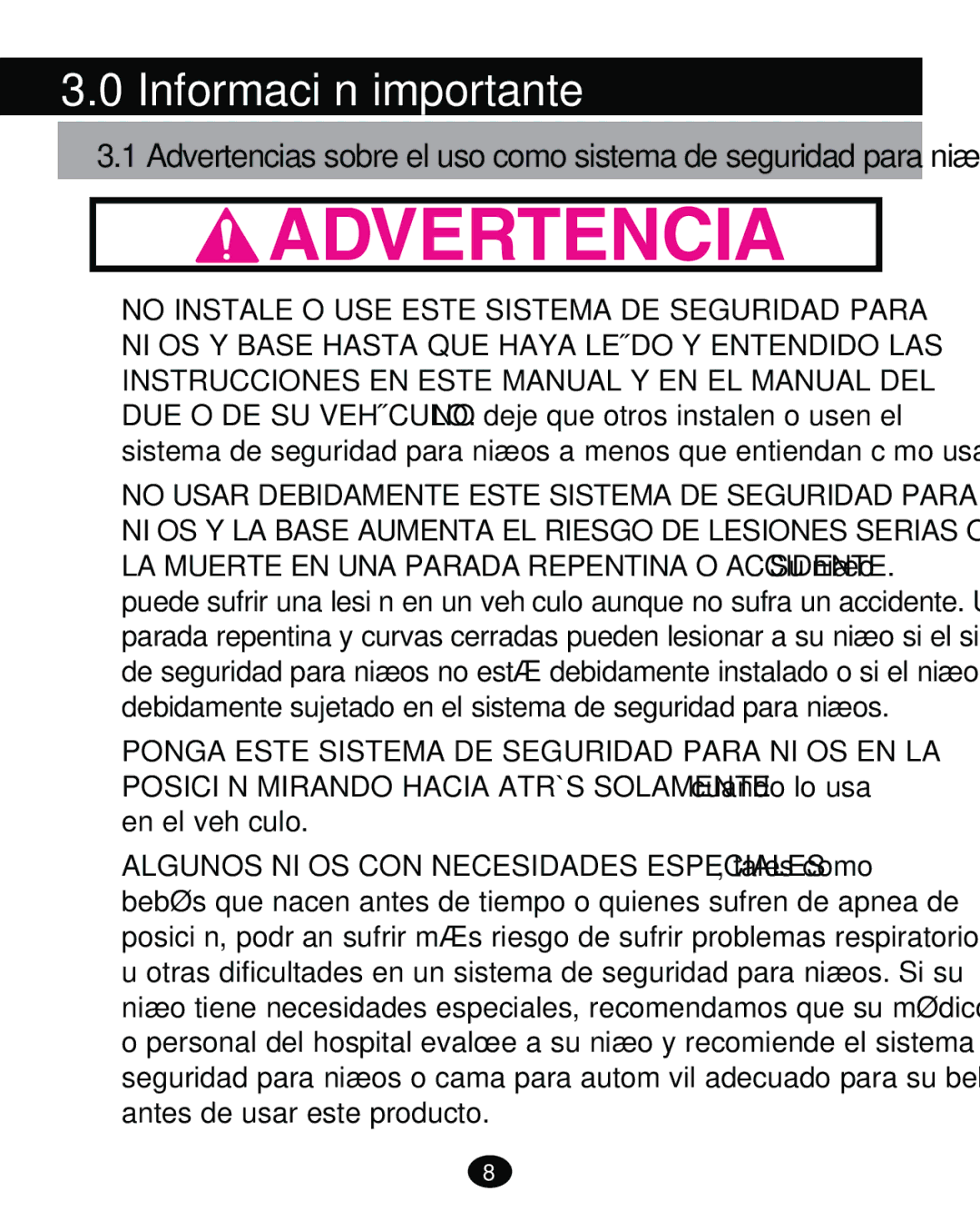 Graco PD261465A 10/13 US manual Información importante 