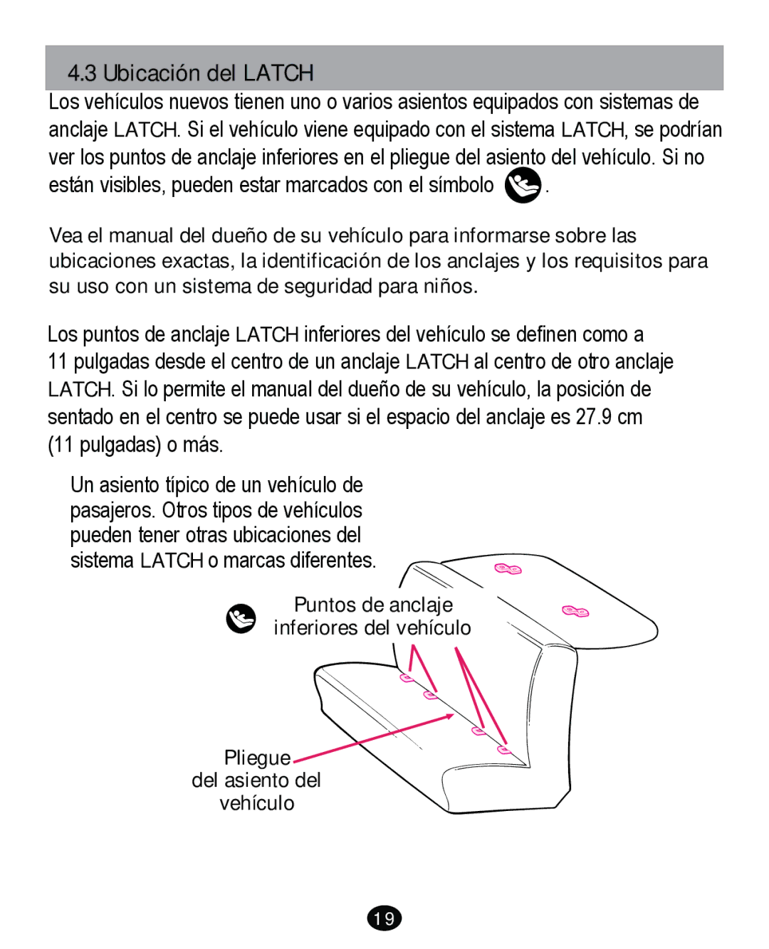 Graco PD261465A 10/13 US manual Ubicación del Latch 