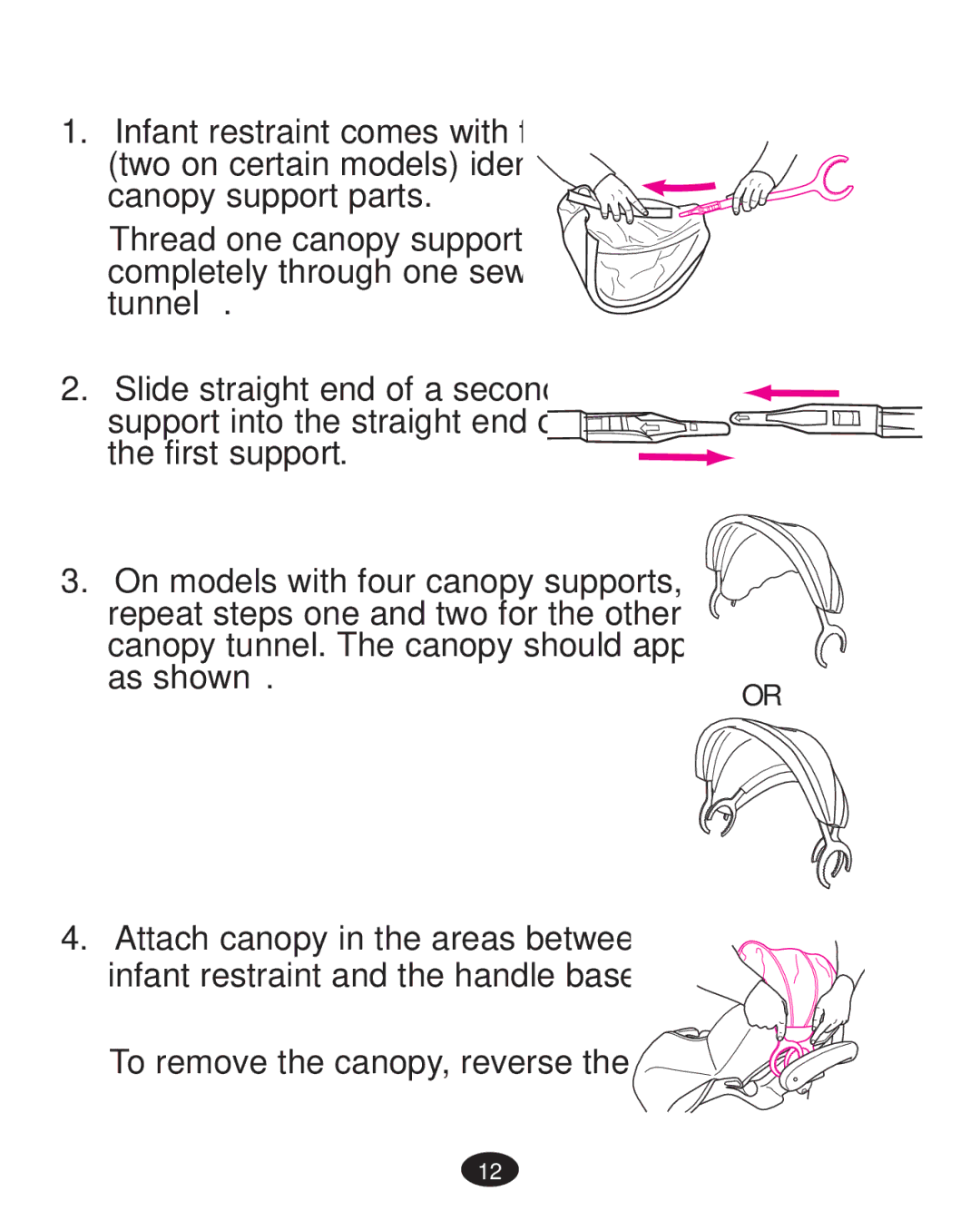 Graco PD261467A owner manual Attaching Canopy 