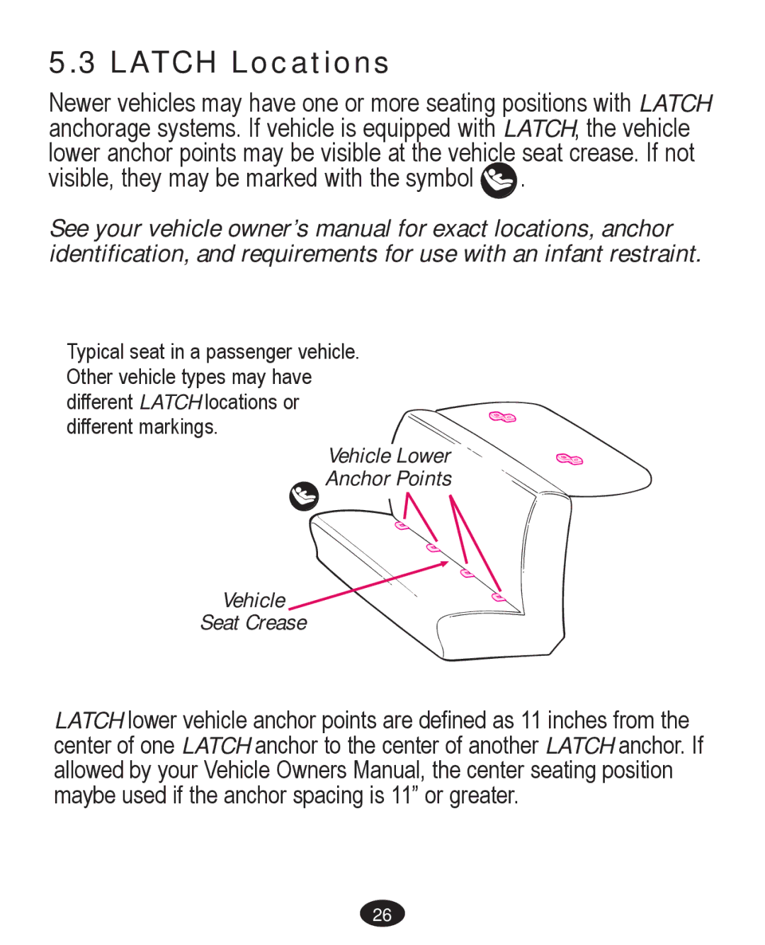 Graco PD261467A owner manual Latch Locations 