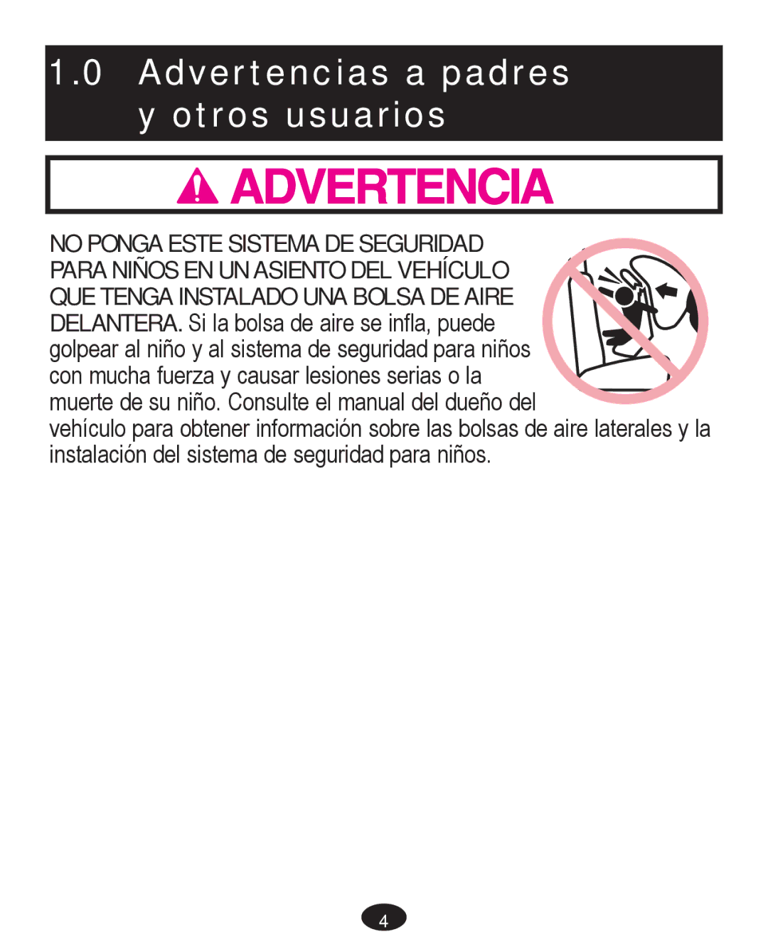 Graco PD261467A owner manual Advertencias a padres y otros usuarios 