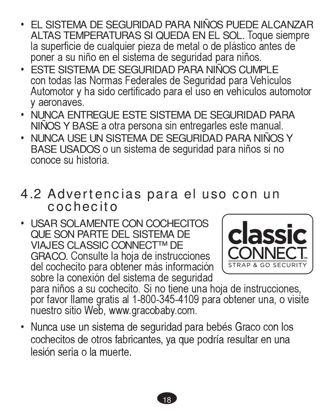 Graco PD261467A owner manual Advertencias para el uso con un cochecito 