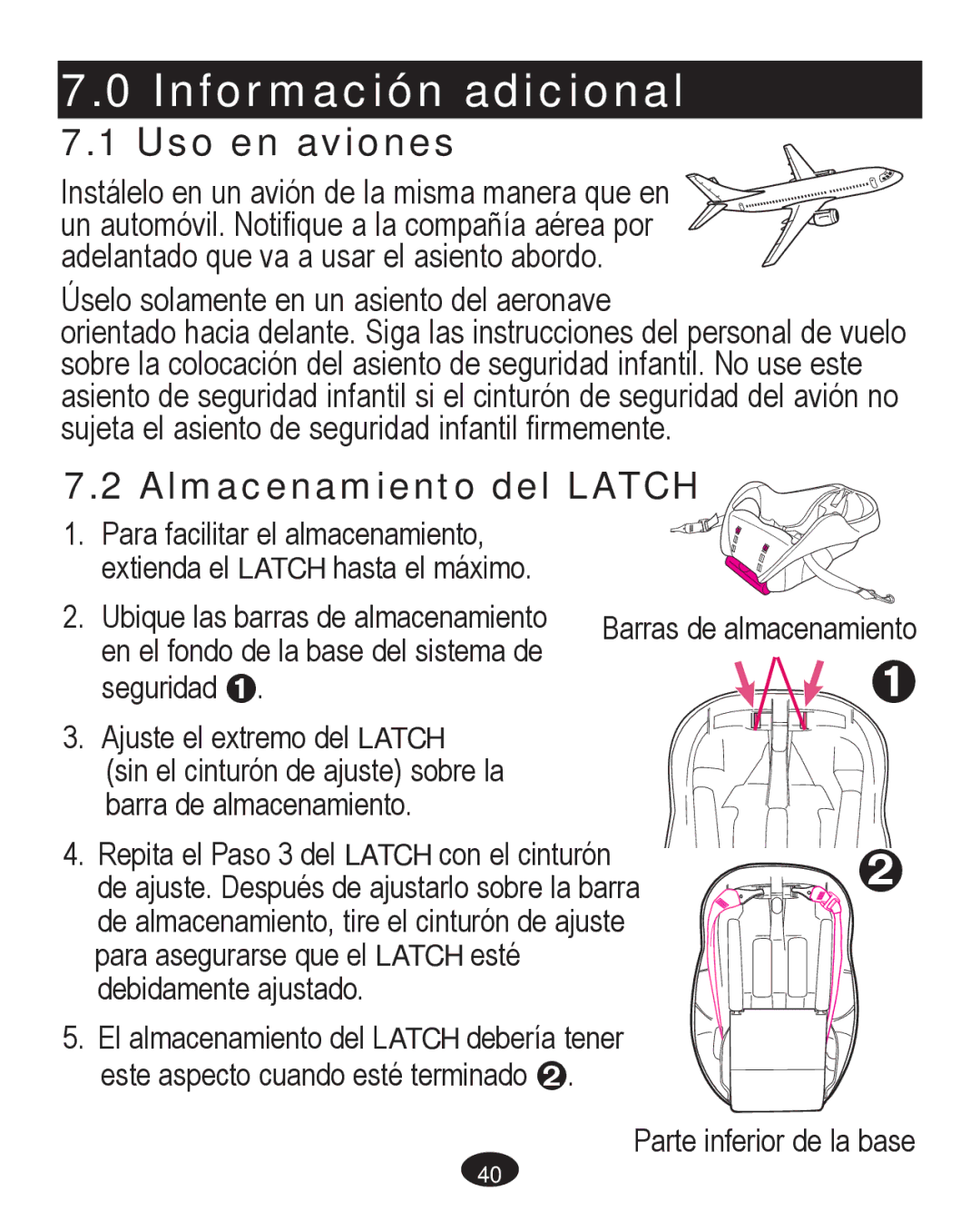 Graco PD261467A owner manual Información adicional, Uso en aviones 