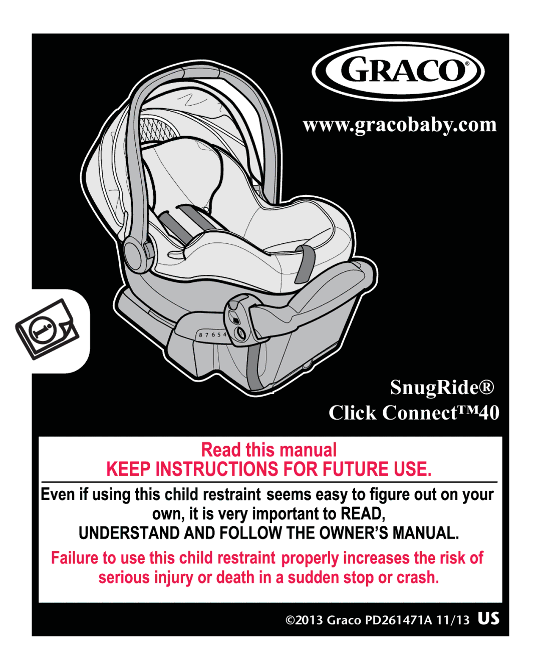 Graco PD261471A manual SnugRide Click Connect40 