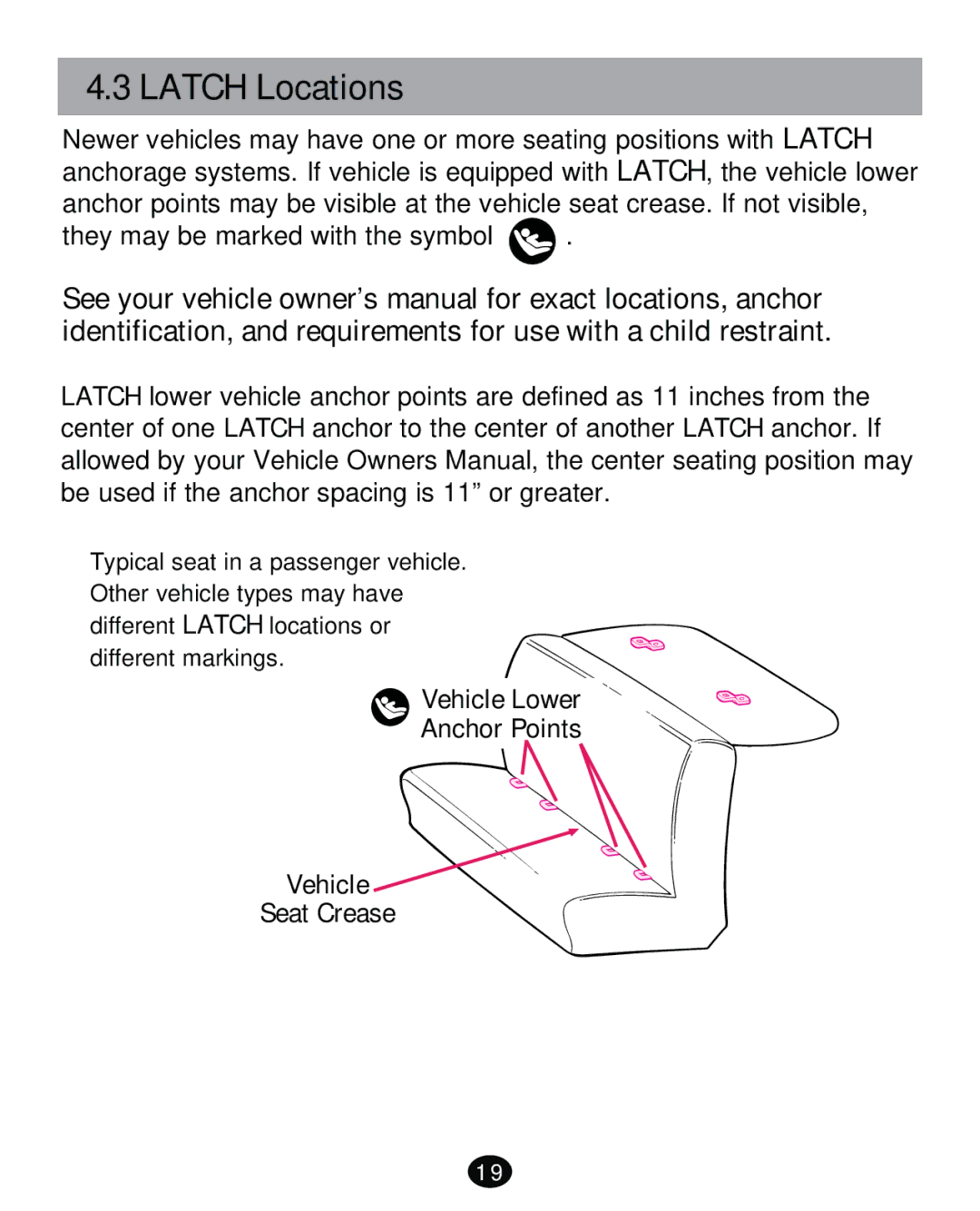 Graco PD261471A manual Latch Locations 