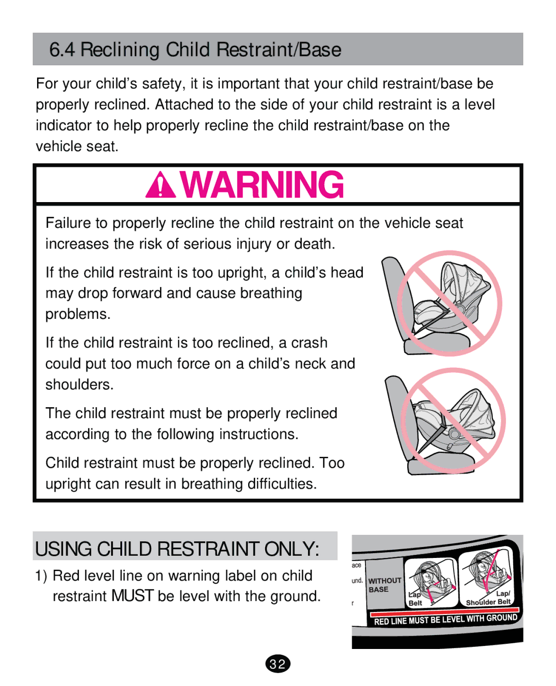 Graco PD261471A manual Reclining Child Restraint/Base 