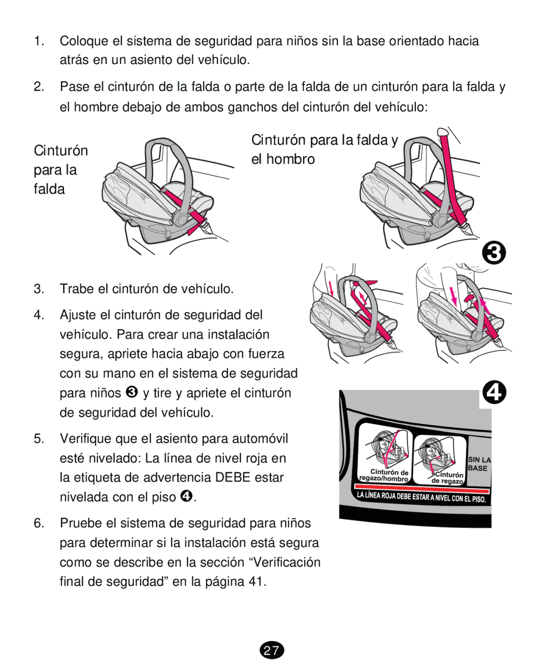 Graco PD261471A manual Cinturón Cinturón para la falda y El hombro Para la Falda 