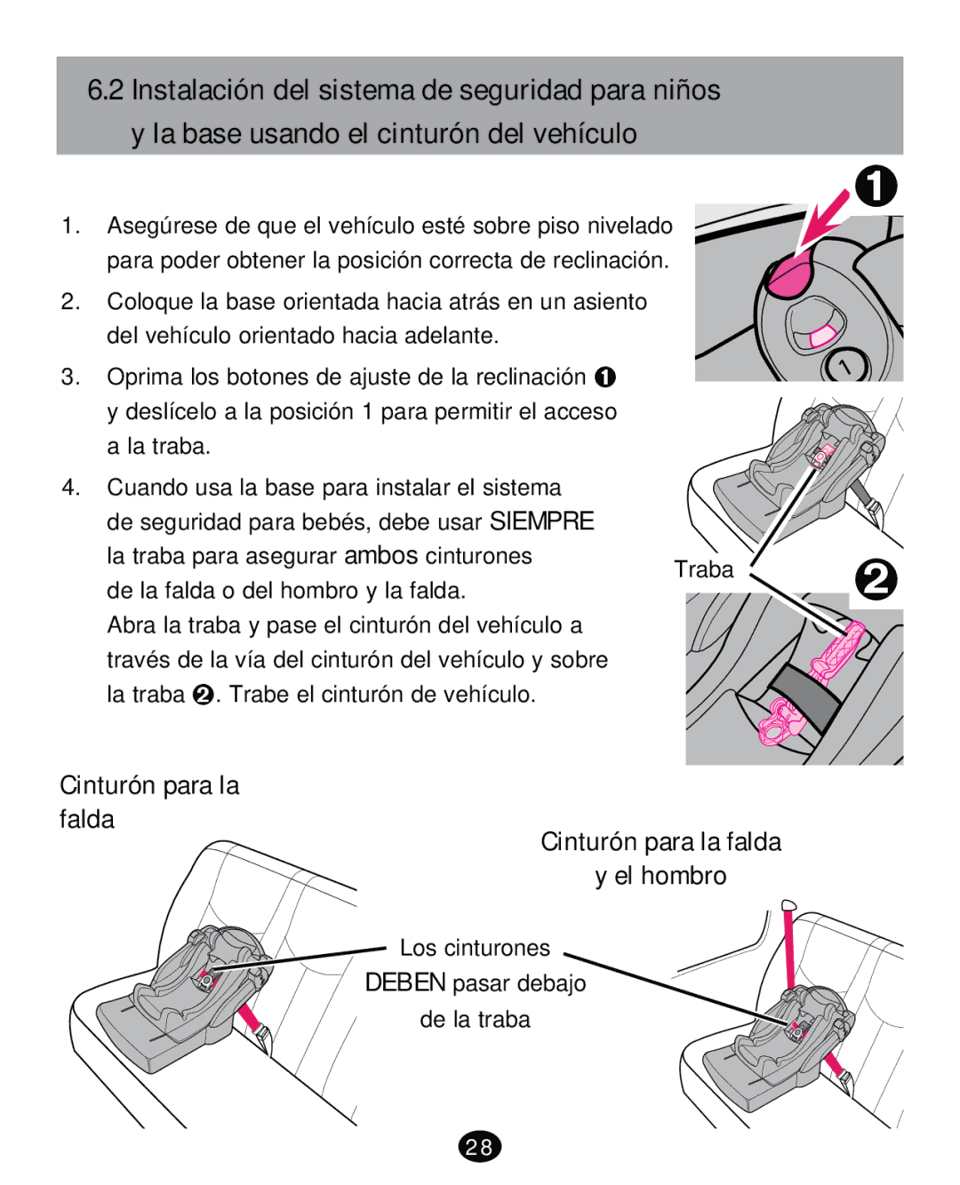 Graco PD261471A manual Cinturón para la falda El hombro 