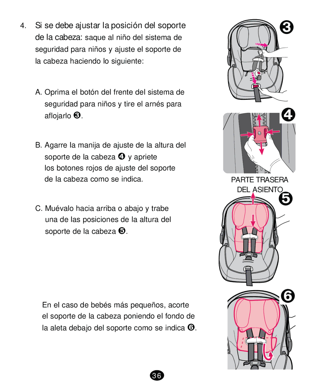 Graco PD261471A manual Parte Trasera DEL ASIENTO 