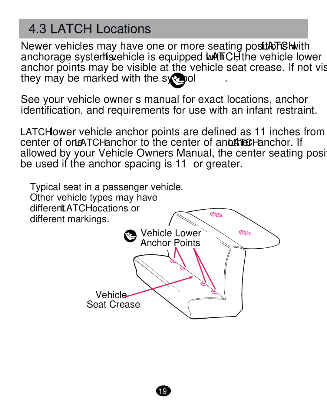 Graco PD261473A manual Latch Locations 