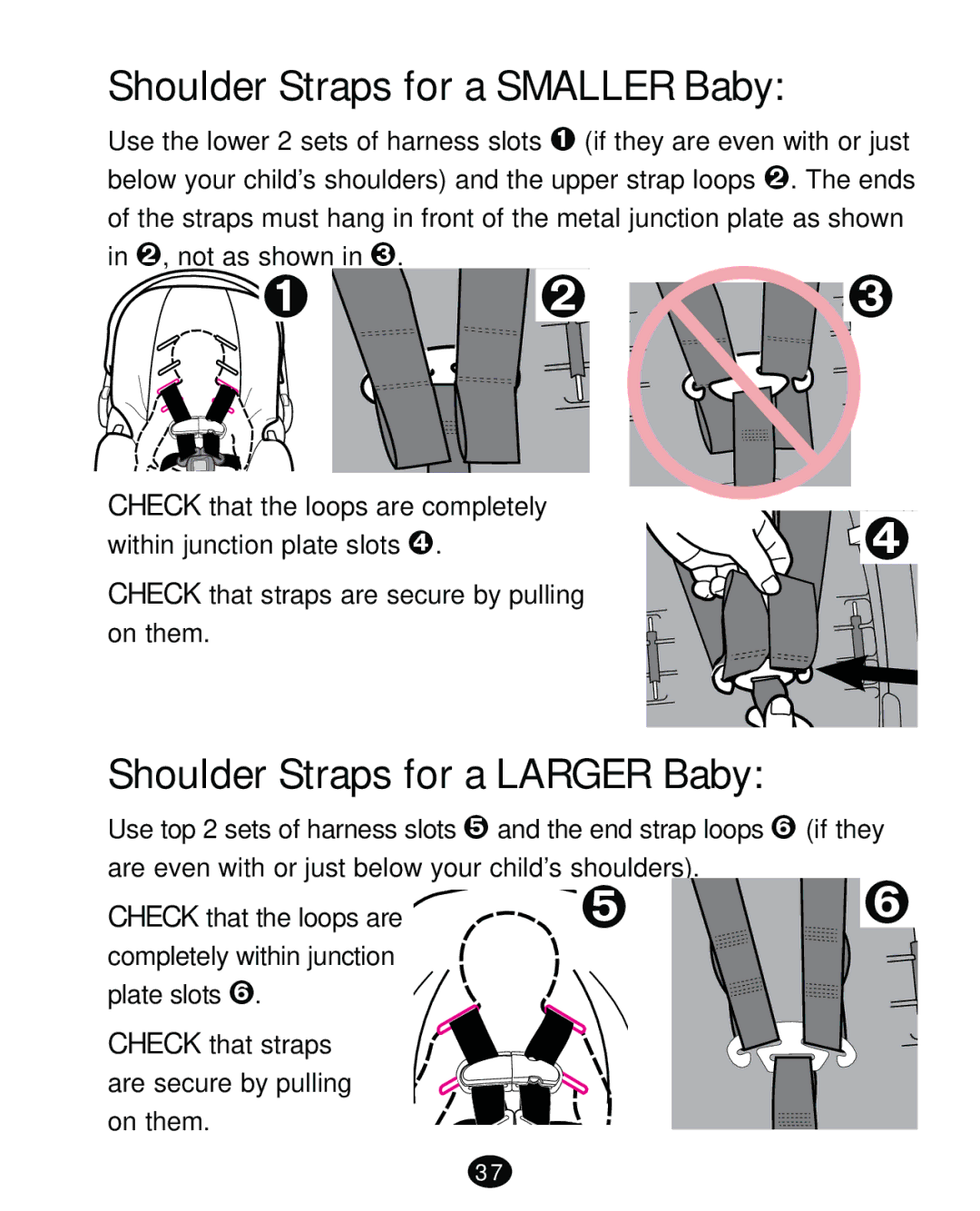 Graco PD261473A manual Shoulder Straps for a Smaller Baby 