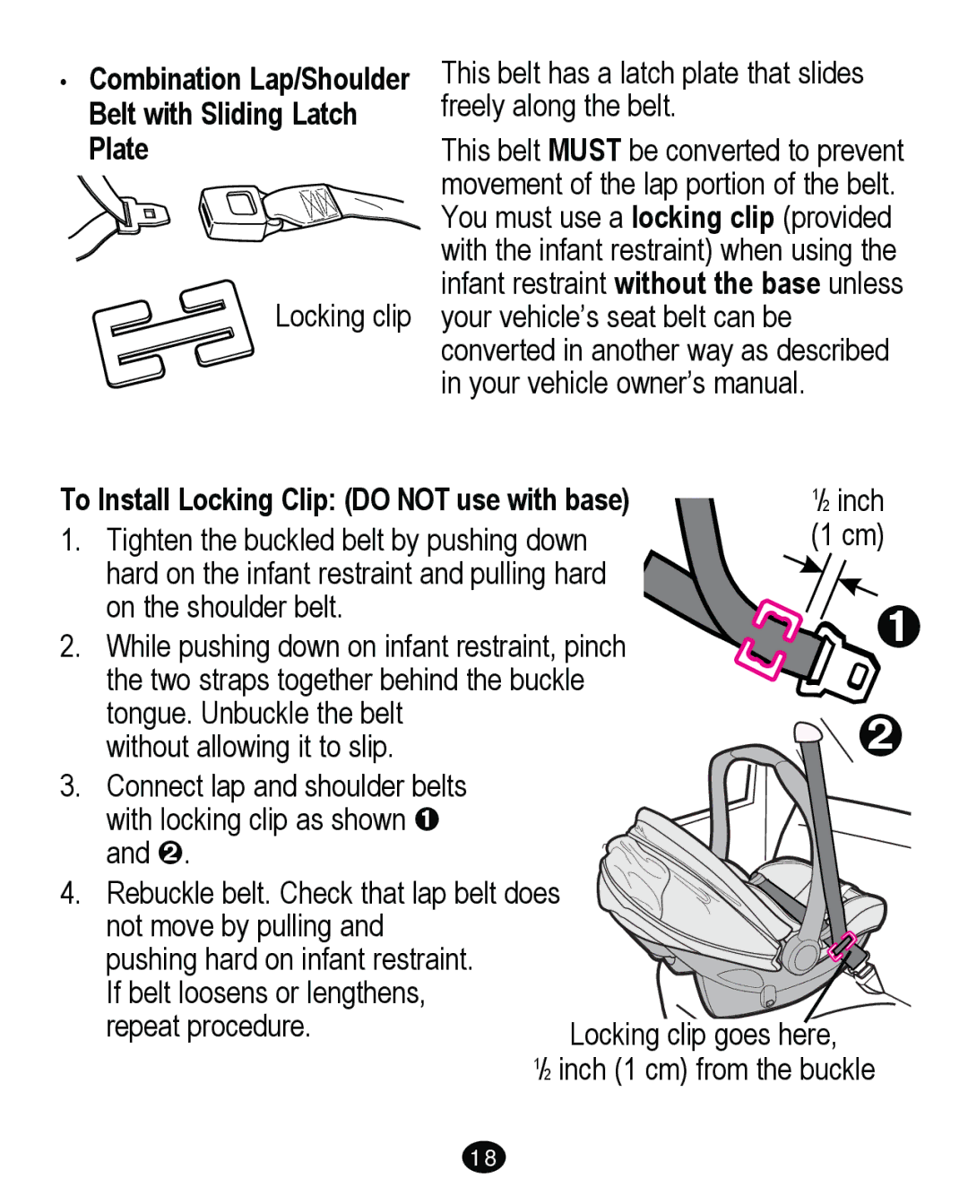 Graco PD262895A ‡ Combination Lap/Shoulder Belt with Sliding Latch Plate, To Install Locking Clip do not use with base 