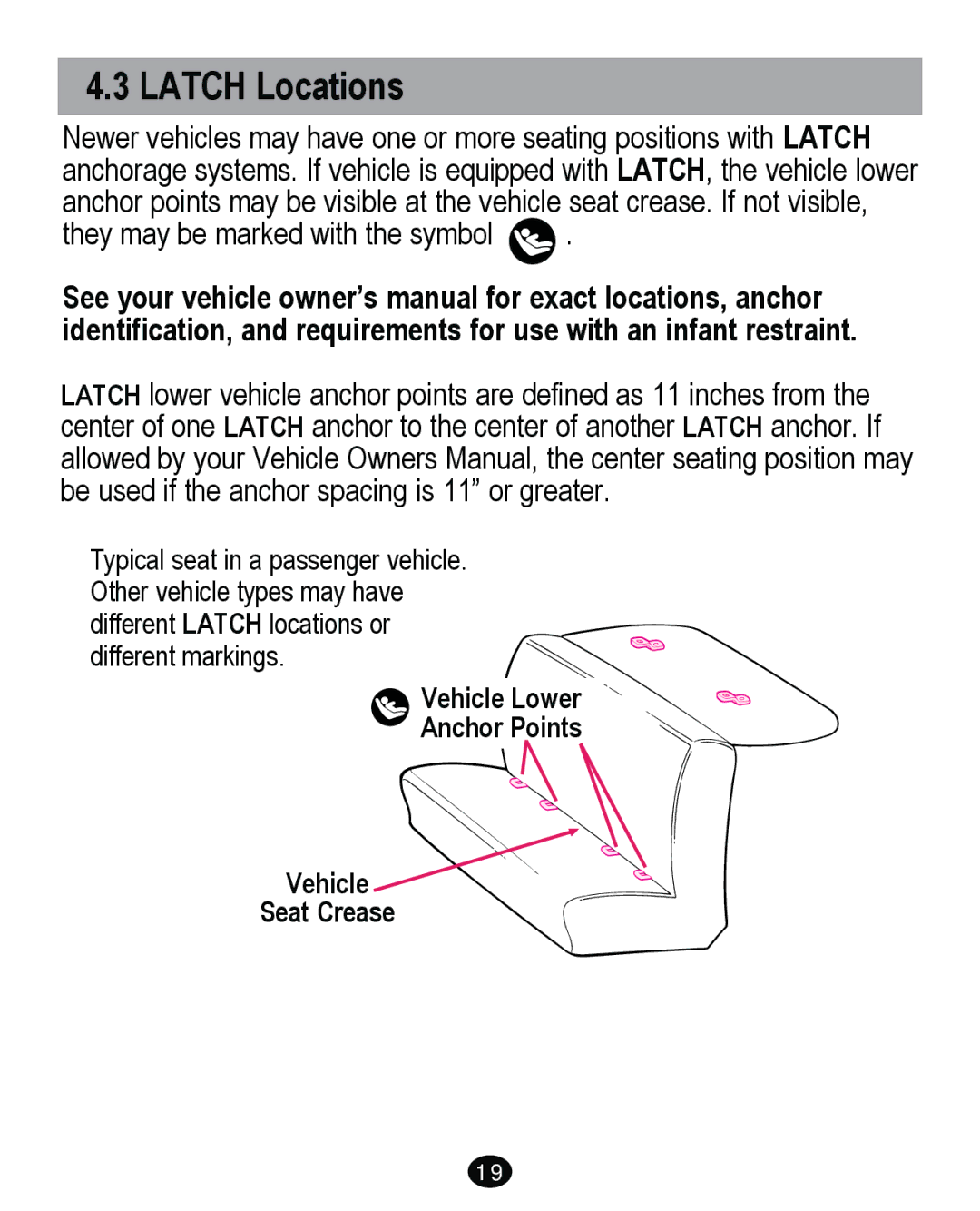 Graco PD262895A manual Latch Locations 