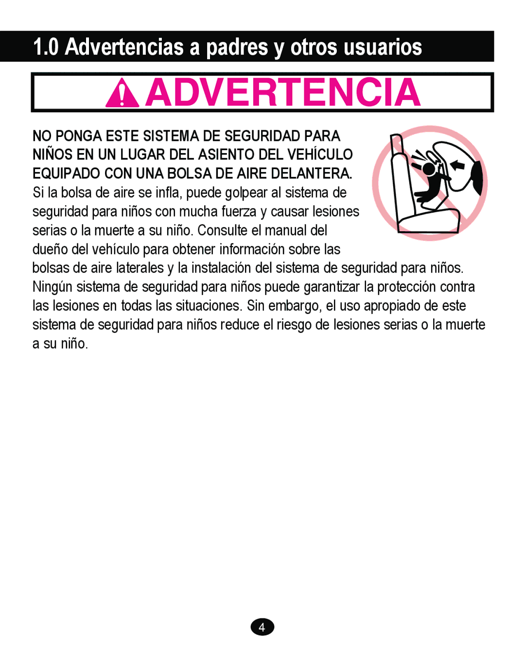 Graco PD262895A manual Advertencias a padres y otros usuarios 