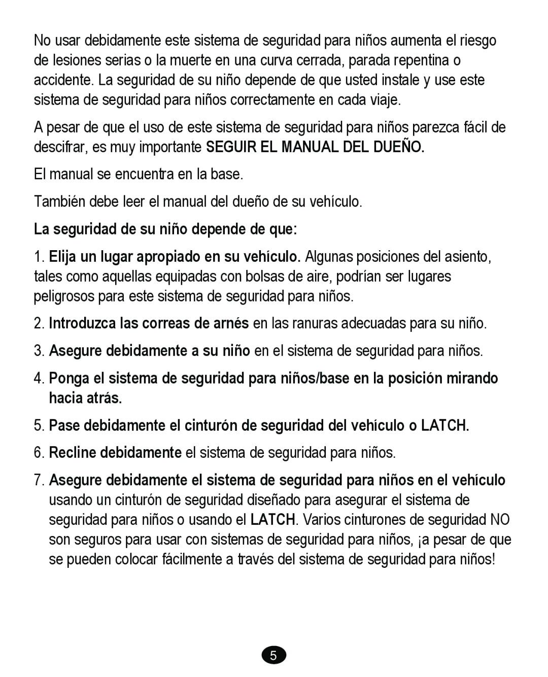 Graco PD262895A manual Recline debidamente el sistema de seguridad para niños 