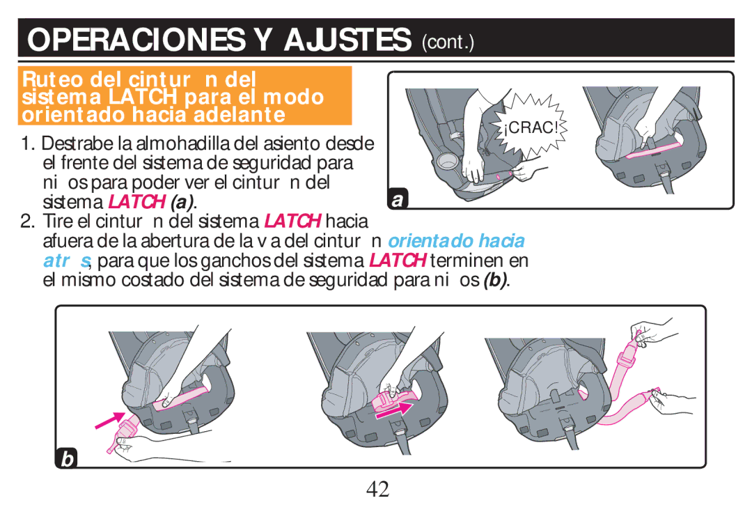 Graco PD268712B owner manual Destrabe la almohadilla del asiento desde 