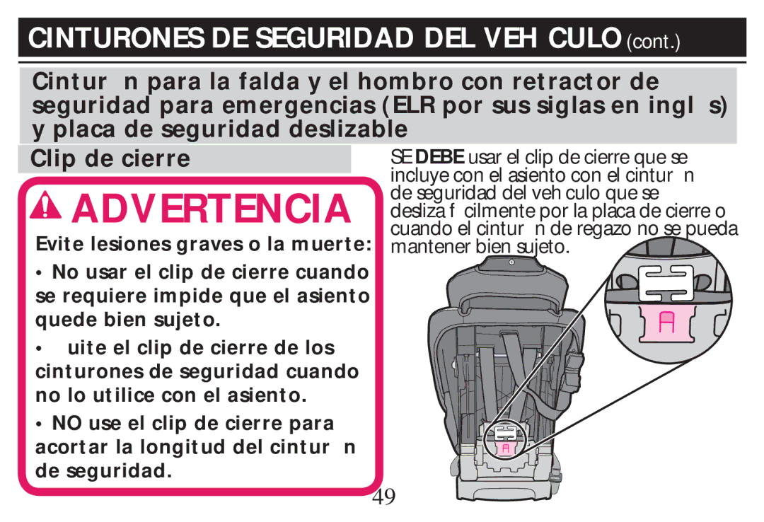 Graco PD268712B owner manual Cinturones DE Seguridad DEL VEH Culo 