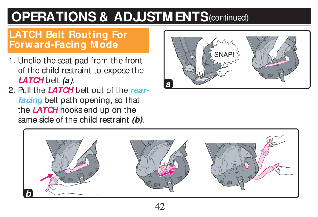 Graco PD268712B owner manual Latch Belt Routing For Forward-Facing Mode 