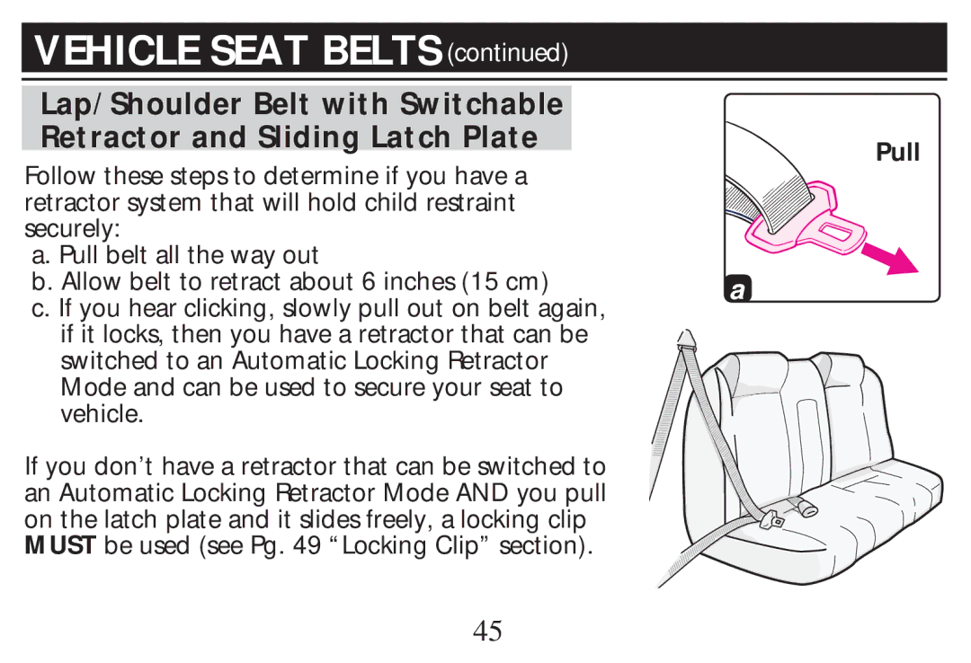 Graco PD268712B owner manual Vehicle Seat Belts 