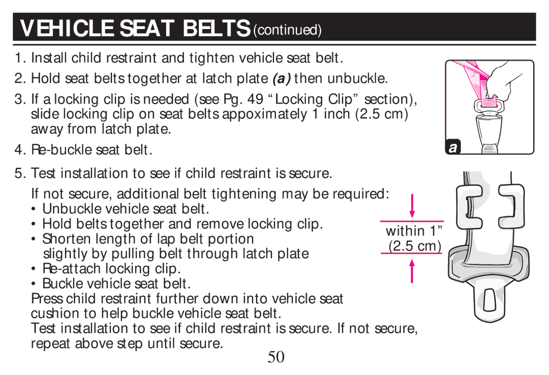 Graco PD268712B owner manual Vehicle Seat Belts 