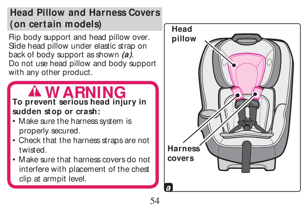 Graco PD268712B owner manual Head Pillow and Harness Covers on certain models, Harness covers 