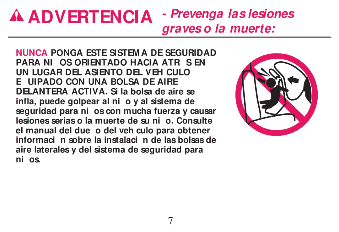 Graco PD268712B owner manual Advertencia Prevenga las lesiones graves o la muerte 