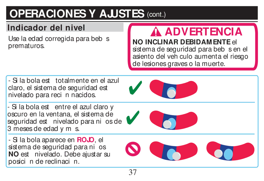 Graco PD268712B owner manual Indicador del nivel, No Inclinar Debidamente el 