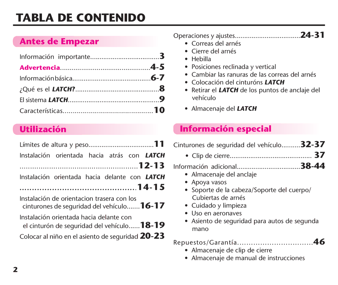 Graco PDL92235A, PD192235A 9/11 manual Antes de Empezar, Utilización, Información especial, 14-15 