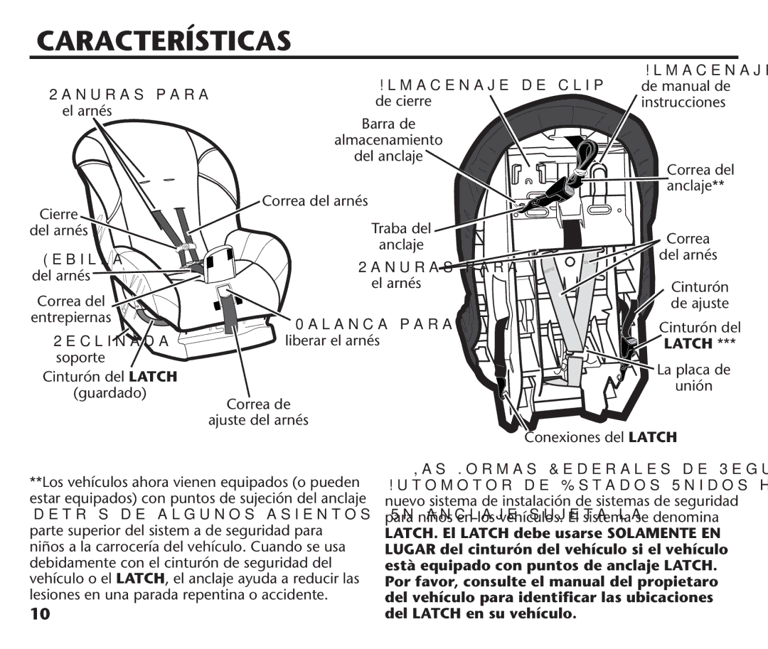 Graco PDL92235A, PD192235A 9/11 manual Lmacenaje Denclip, Ebillai, 2ANURASUPARA, 0ALANCAAPARA, 2ECLINADAI 