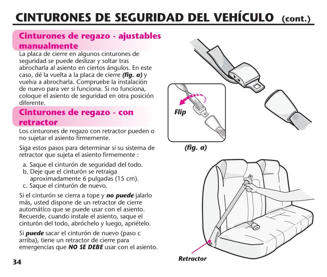 Graco PDL92235A, PD192235A 9/11 Cinturones de regazo ajustables manualmente, Cinturones de regazo con, Retractor 