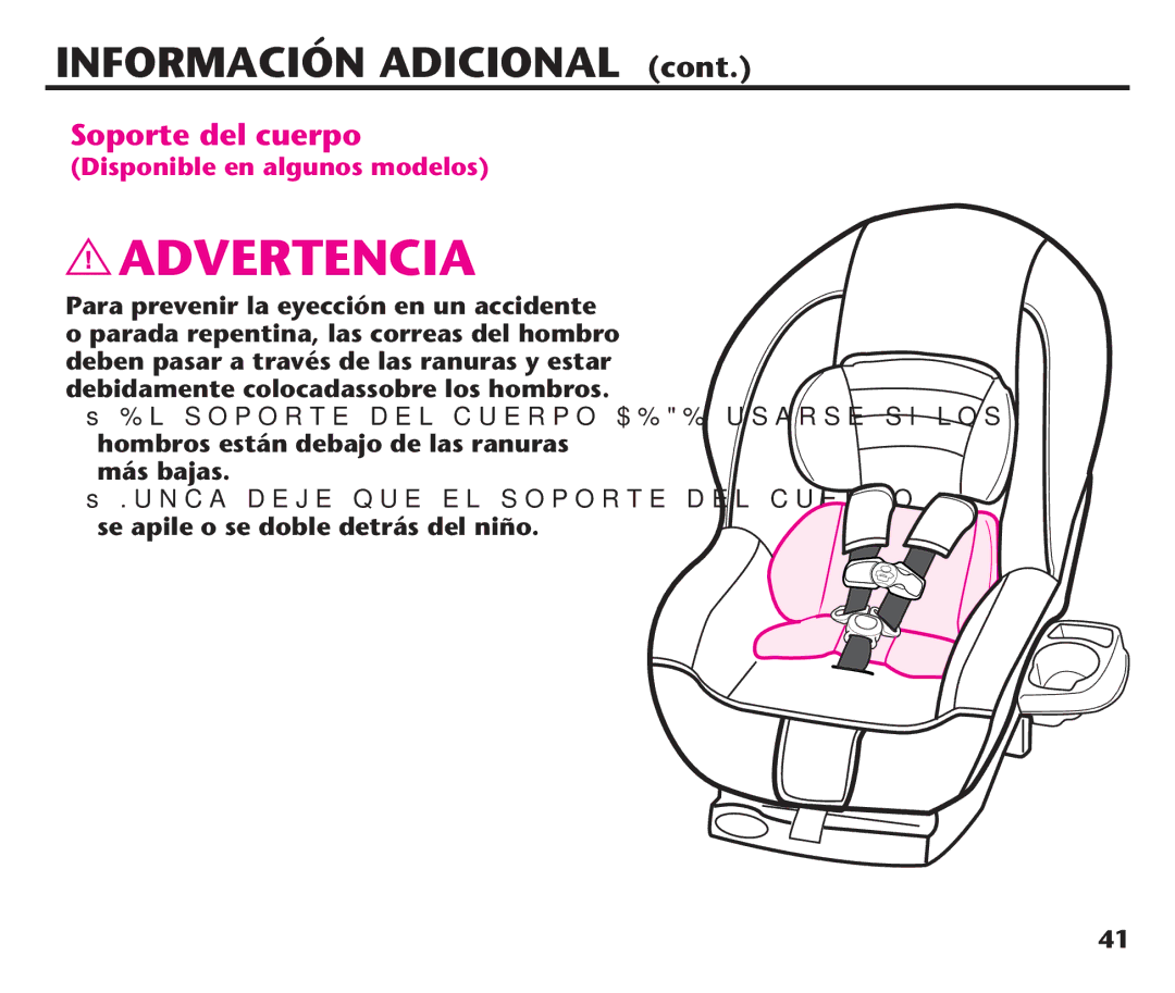 Graco PD192235A 9/11, PDL92235A manual Soporte del cuerpo 