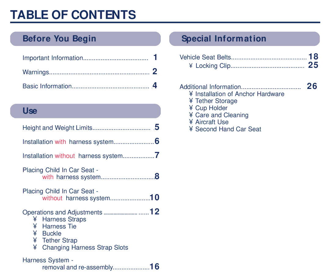 Graco PM-1373AD manual Table of Contents 