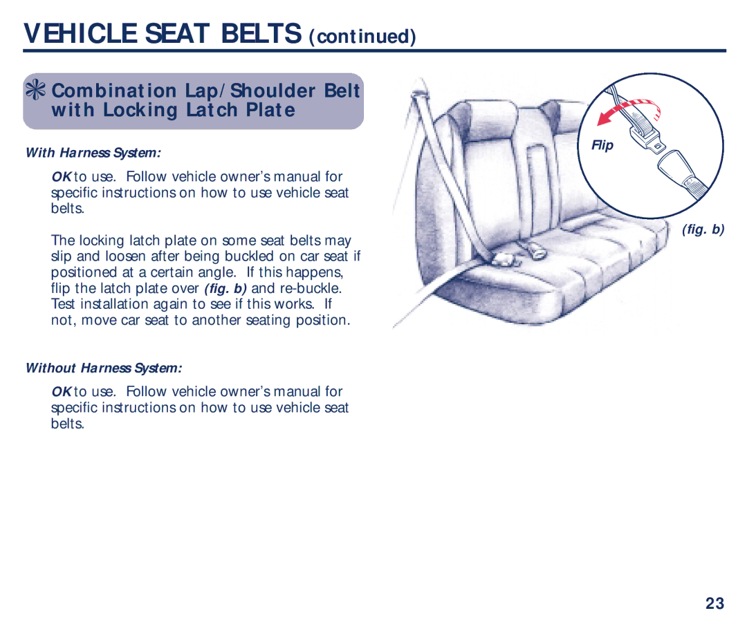 Graco PM-1373AD manual Combination Lap/Shoulder Belt with Locking Latch Plate, With Harness System Flip 