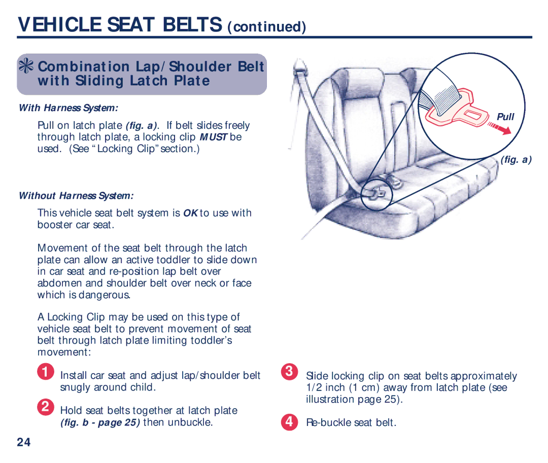 Graco PM-1373AD manual Combination Lap/Shoulder Belt with Sliding Latch Plate, Pull 