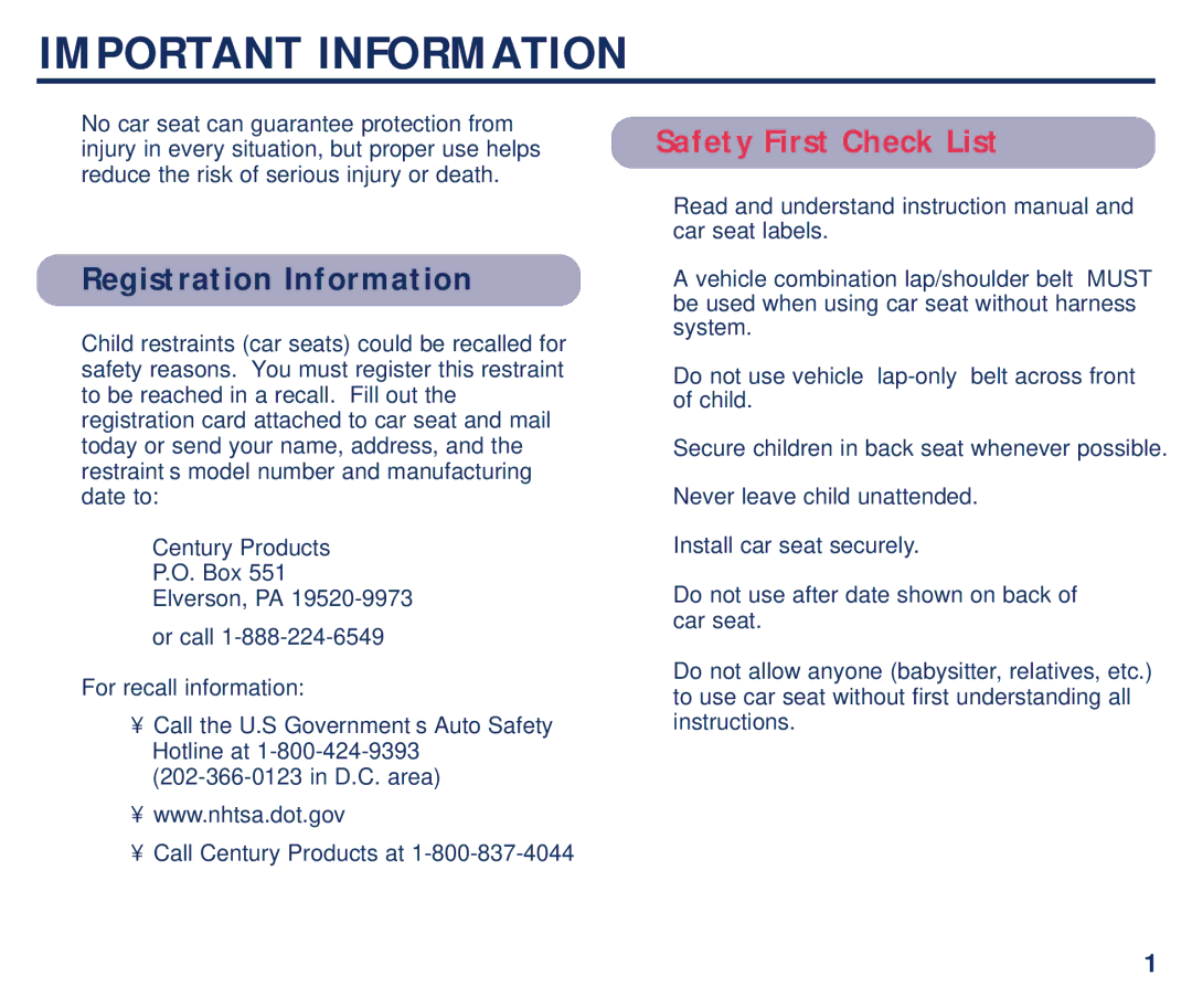 Graco PM-1373AD manual Important Information, Registration Information 