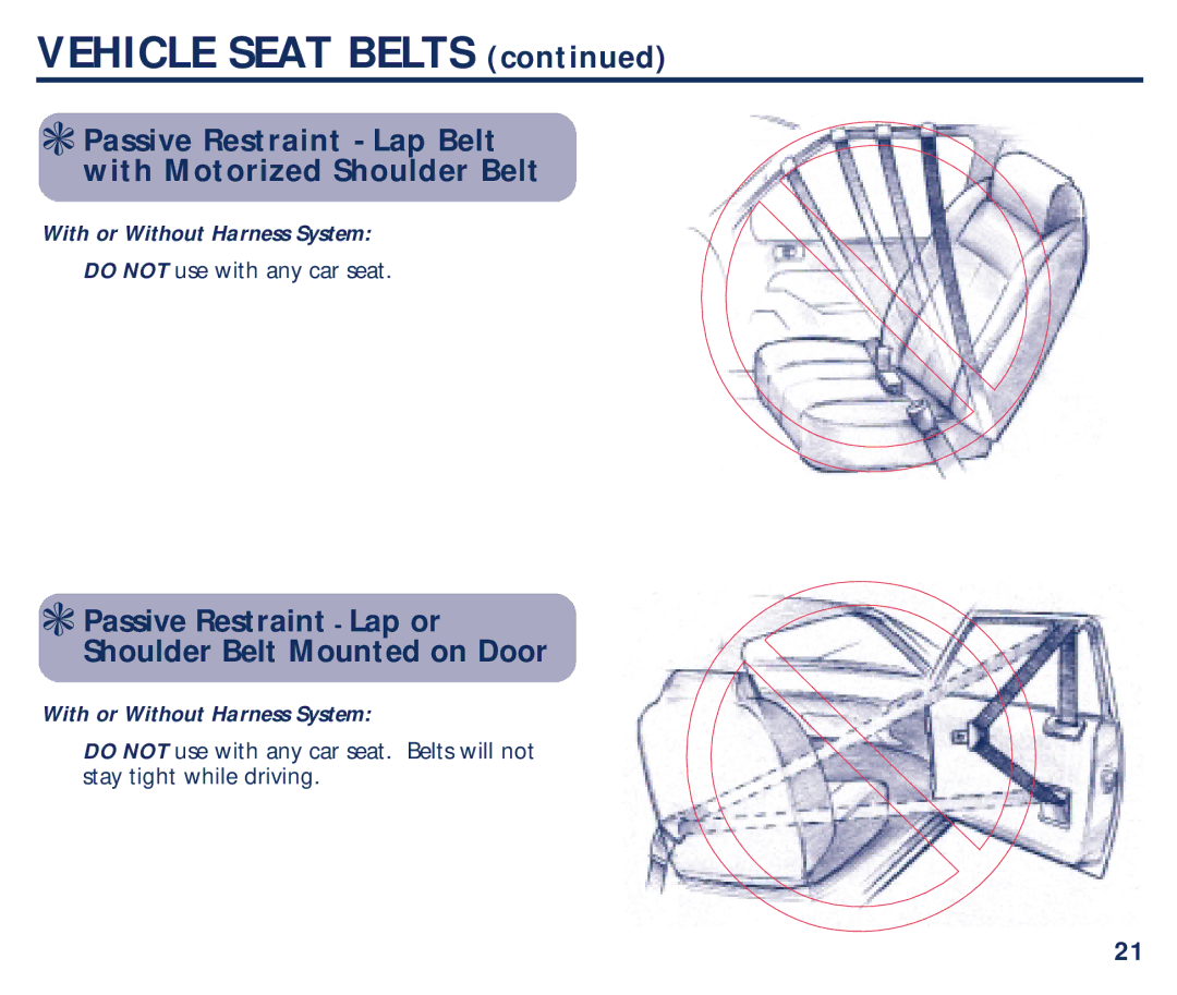 Graco PM-1589AB manual Passive Restraint Lap Belt with Motorized Shoulder Belt, With or Without Harness System 