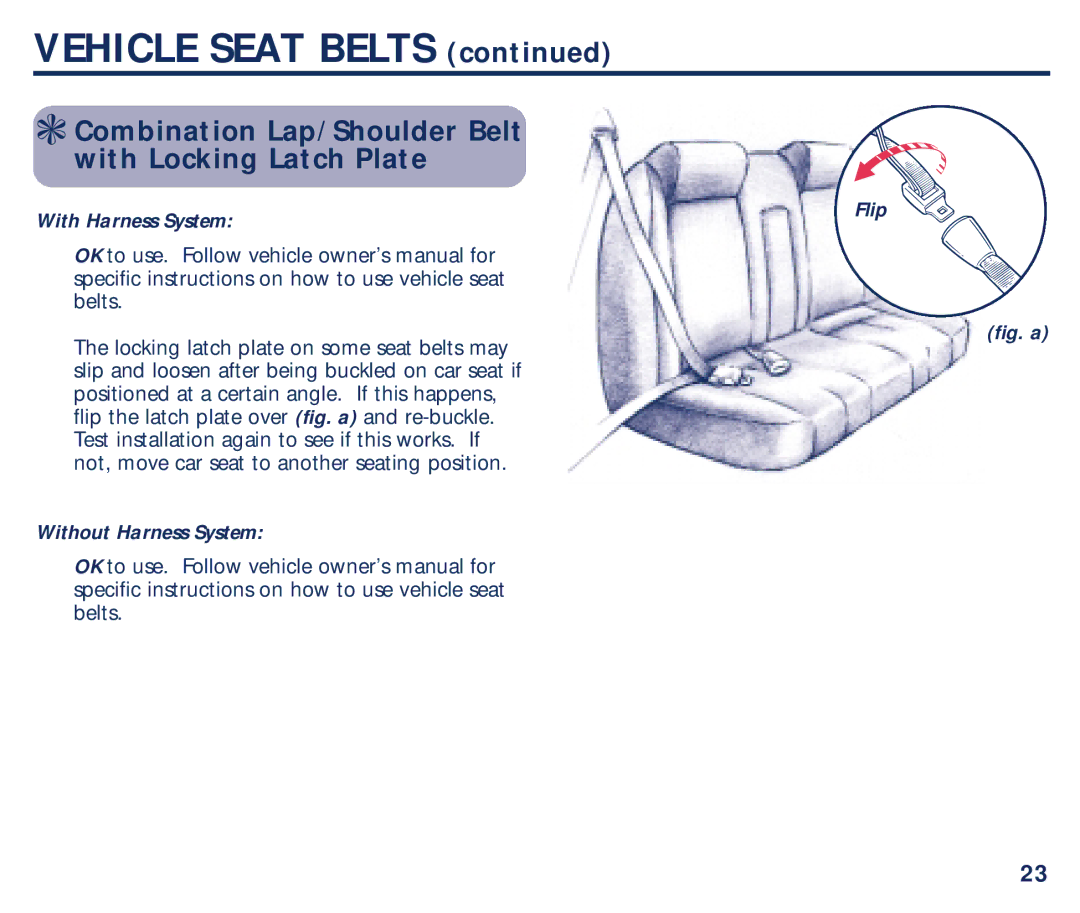 Graco PM-1589AB manual Combination Lap/Shoulder Belt with Locking Latch Plate, With Harness System Flip 