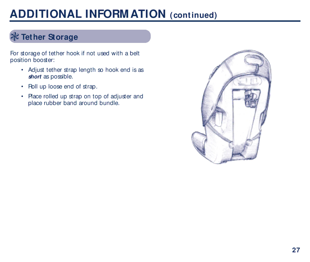 Graco PM-1589AB manual Additional Information, Tether Storage 