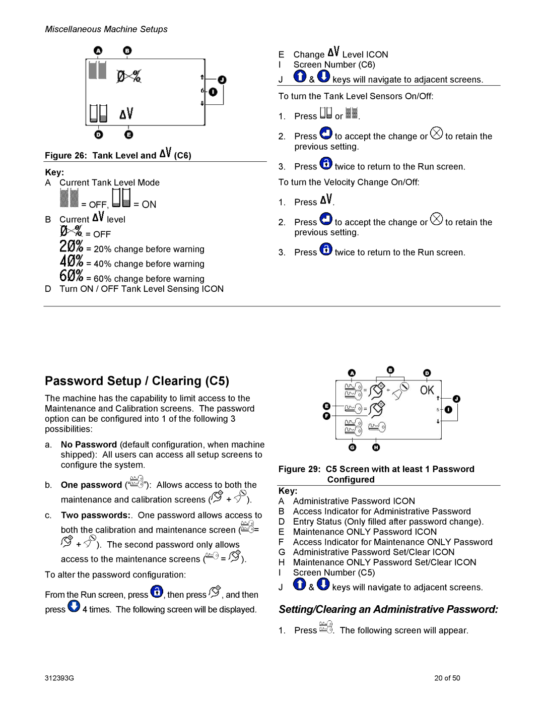 Graco PR70 important safety instructions Password Setup / Clearing C5, Setting/Clearing an Administrative Password 