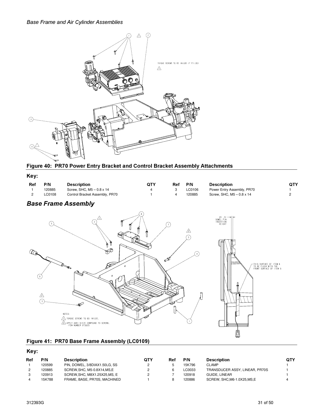 Graco important safety instructions PR70 Base Frame Assembly LC0109 Key 