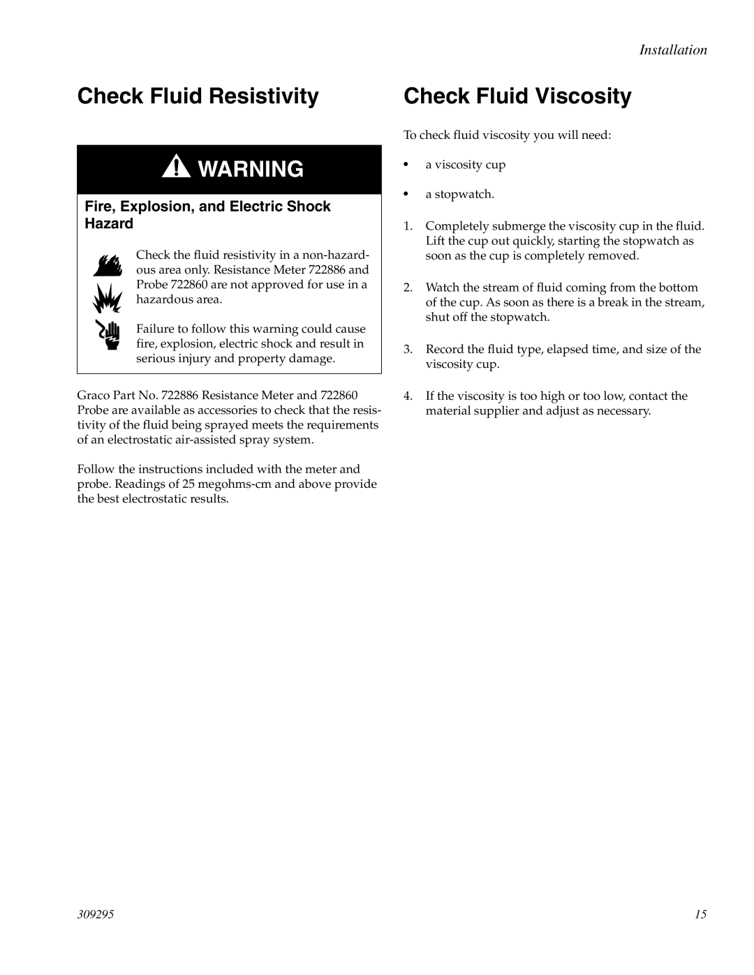 Graco PRO Xs4 AA manual Check Fluid Resistivity, Check Fluid Viscosity 