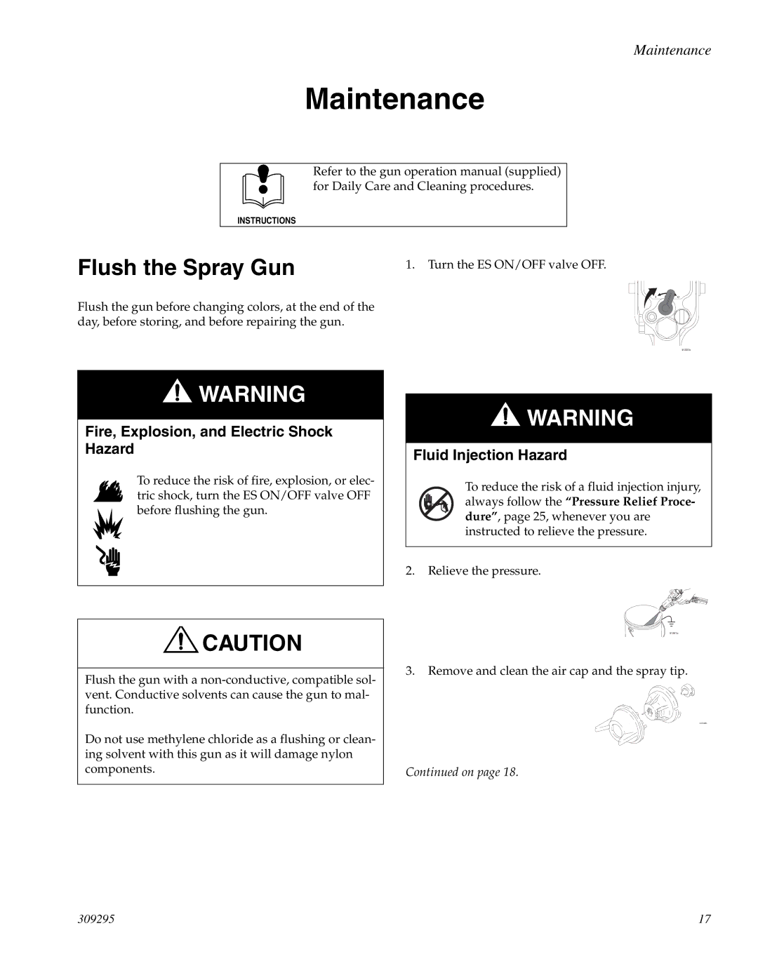 Graco PRO Xs4 AA manual Maintenance, Flush the Spray Gun 