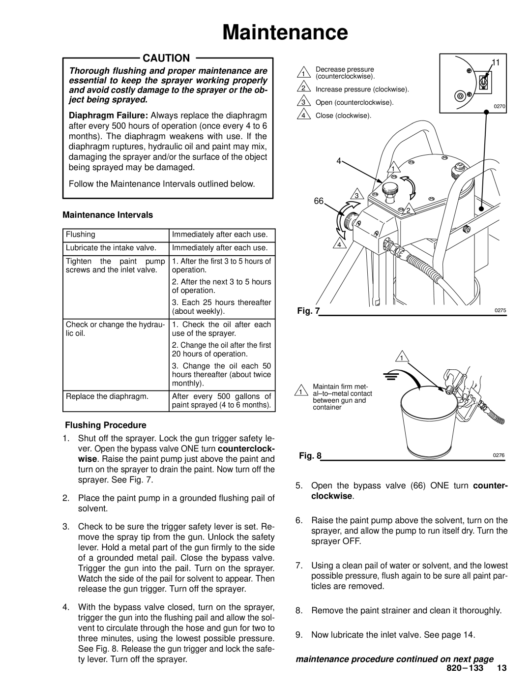 Graco PT2500 owner manual Maintenance Intervals, Flushing Procedure 