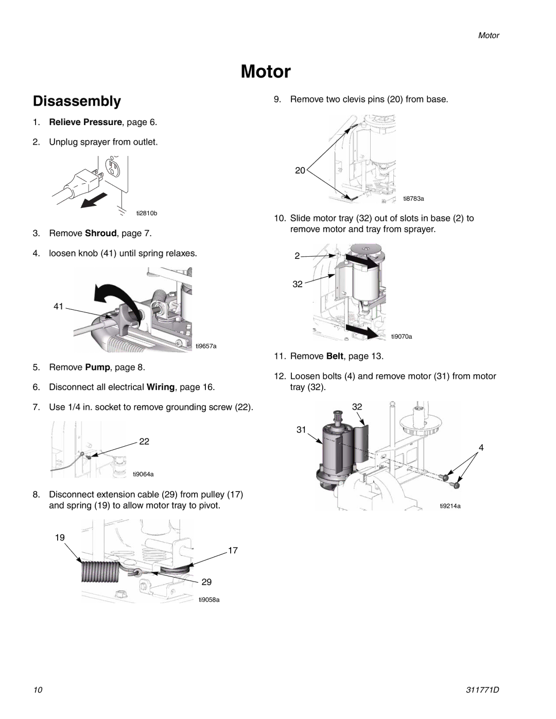 Graco RTX-650 important safety instructions Motor 